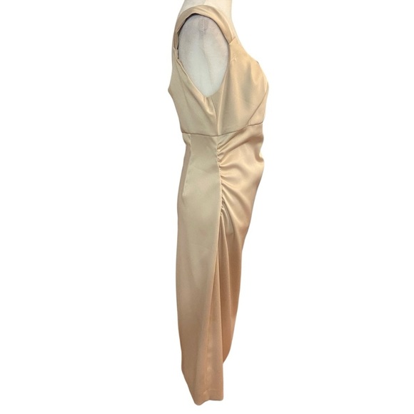 Maggie London Sleeveless Sheath Dress Size 8 Muted Gold Empire Bust Cocktail - Picture 3 of 9